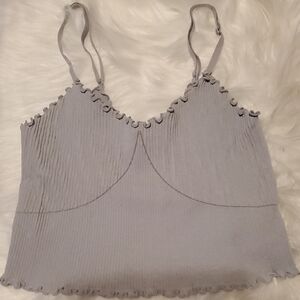 Aerie Light Gray Textured Top